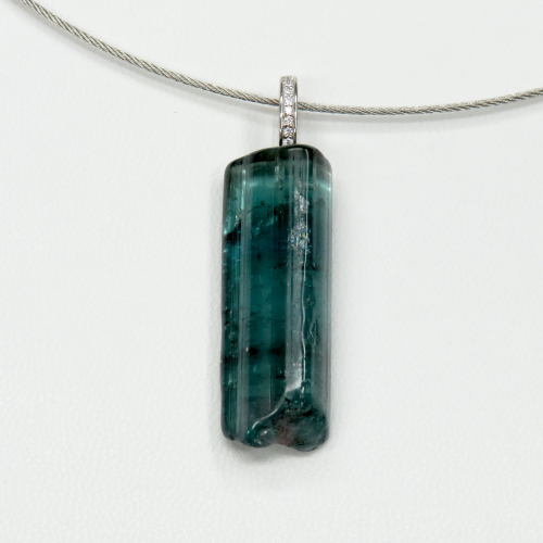 Turmalin, blau (Indigolith) Anhänger mit Kettenclipschlaufe