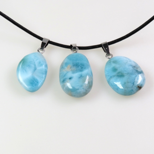 Larimar (Atlantis-Stein) Anhänger Silberschlaufe 925 rhod.