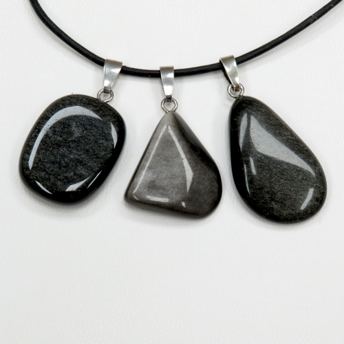 Obsidian (Silberobsidian) Anhänger Silberschlaufe 925 rhod.