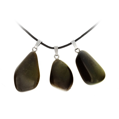 Obsidian (Goldobsidian) Anhänger Silberschlaufe 925 rhod.