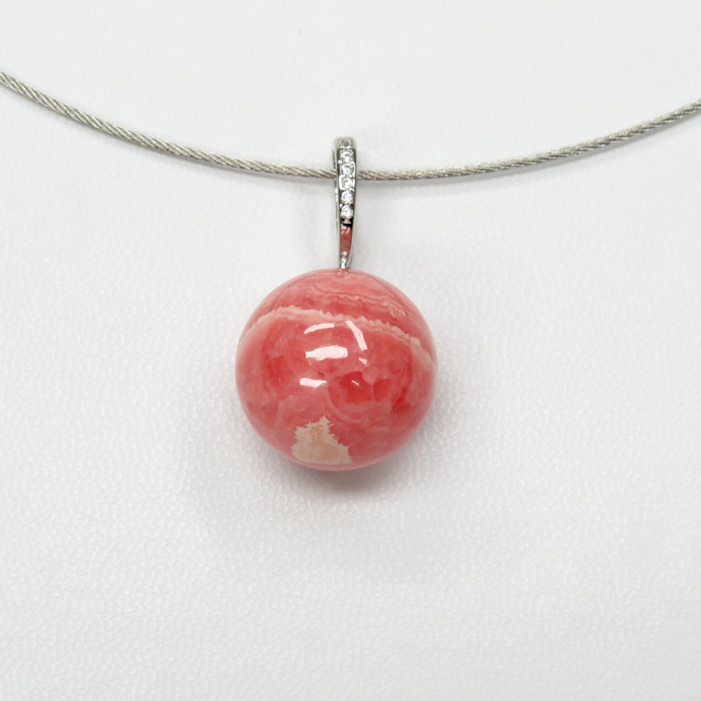 Rhodochrosit Anhänger mit Kettenclipschlaufe