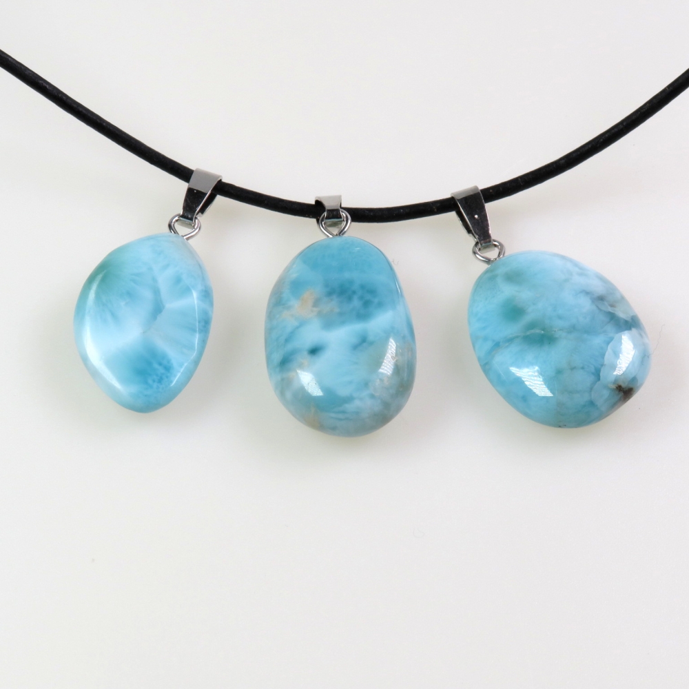 Larimar (Atlantis-Stein) Anhänger Silberschlaufe 925 rhod.