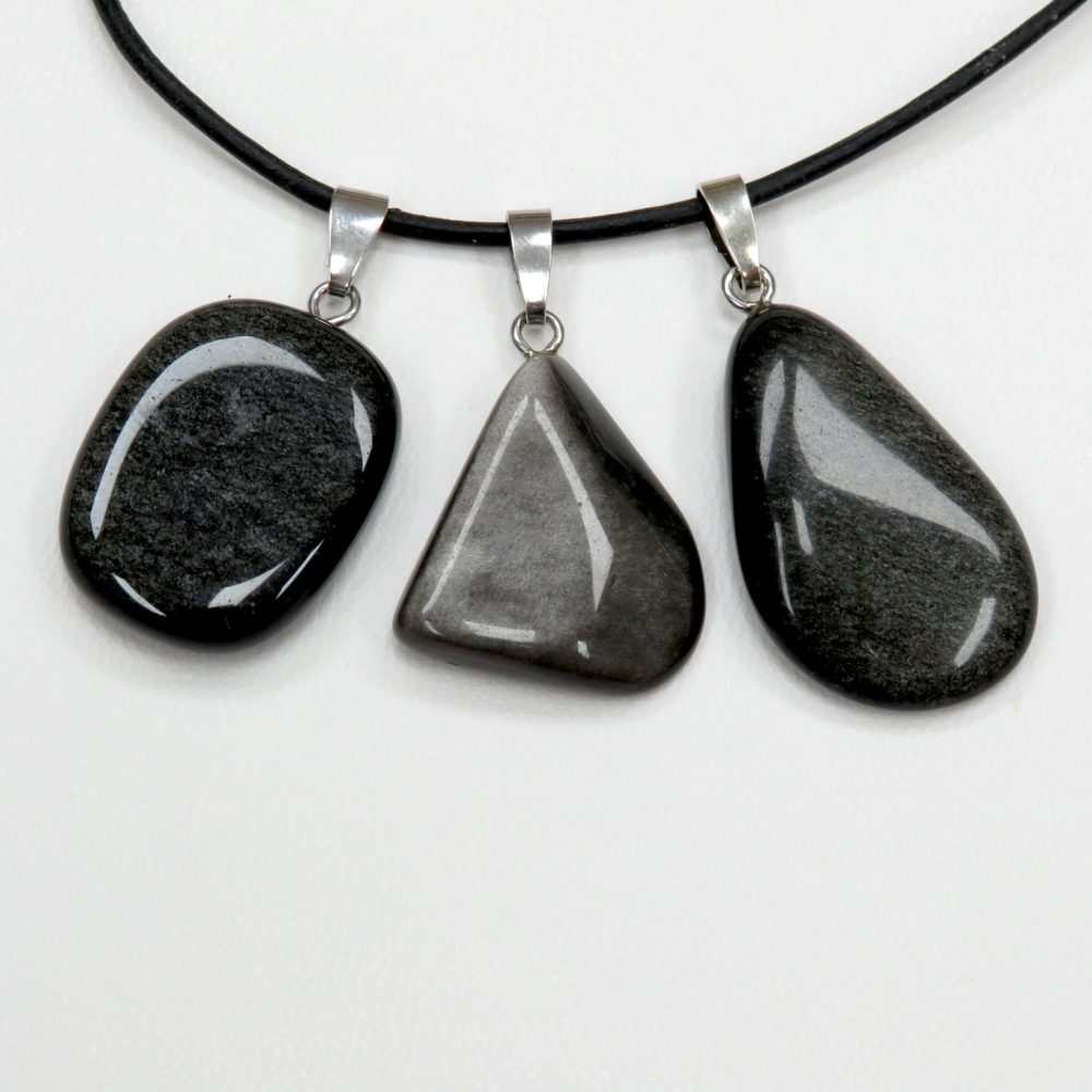 Obsidian (Silberobsidian) Anhänger Silberschlaufe 925 rhod.