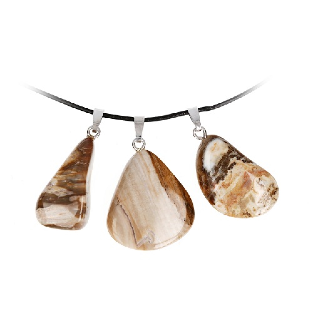 Versteinertes Holz Anhänger Silberschlaufe 925 rhod.
